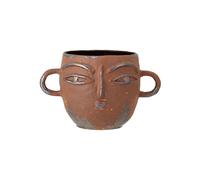Cache-pot en grès marron, émaillé intérieur, anses, forme tribale, à poser - Bloomingville, Lo - Ø19 H15 cm