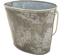 Cache-pot en métal Hiver ovale Pot de fleurs Jardin Noël