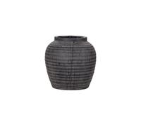 Cache-pot en terre cuite gris, à poser, surface ondulée, insertion PE - House Doctor, Hafa - 26x26x26 cm