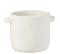Cache pot - J-LINE - Blanc en ciment - Cylindrique - 20 cm x 20 cm x 17 cm