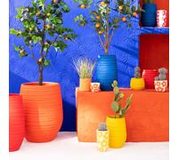 Cache pot jaune en céramique H14 cm