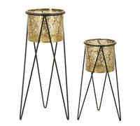 Cache-pot Mauro Ferretti Drak (x2) Noir 21x20x46-18x18x32 cm