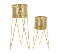 Cache-pot Mauro Ferretti Glat (x2) Doré 21x20x46-18x18x32 cm