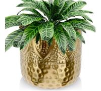 Cache-pot métal doré martelé 19x18 cm design moderne élégant