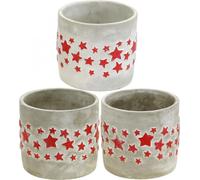 Cache-pot motif étoiles Céramique look béton Décoration de Noël Pot de plantes Set 3 pièces Ø12,5cm H11cm