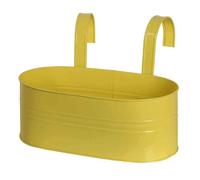 Cache-Pot Ovale Jaune 39x16,5x14,5cm Acier Avec Supports Plantes