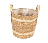 Cache-Pot Panier Plante Osier Doublure Étanche Pot Fleur Décor Panier Tressé Rangement Adapté pour Indoor/Outdoor Table Basse Plante Grasse Cadeau, 28cmx28cm