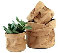 Cache Pot Plante Interieur en Papier Kraft Écologique - Lot de 3 Pots de Fleurs Décoratifs en Terre Cuite - Panier de Rangement Salle de Bain et pour Deco Cuisine