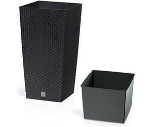 Cache pot résine tressée 42 cm 8 litres anthracite