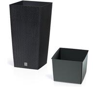 Cache pot résine tressée 42 cm 8 litres anthracite