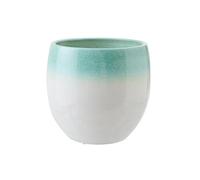 Cache-Pot rond "Amos" en Céramique 34cm Vert Menthe & Blanc