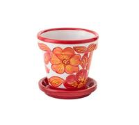 Cache-Pot Rond avec Soucoupe Bennie en Céramique Orange D21cm