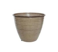 Cache-Pot Rond En Acier Émaillé Taupe Amy - Ø 37 X 30 Cm - Jardideco Gris