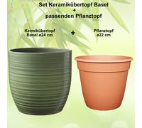 Cache-Pot Set Bergame + Kunststoffpflanztopf