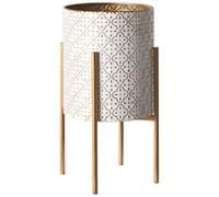 Cache pot Surélevé Style Glamour à Motifs Blanc et Doré Gentian
