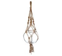 Cache pot suspendu - ATMOSPHERA - H16cm - Verre - Jute - Cylindrique