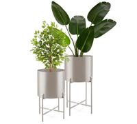Cache pot - TECTAKE - Lot 2 supports de plantes MINE au style industriel, en acier revêtu par poudre, embouts pour le sol - Taupe