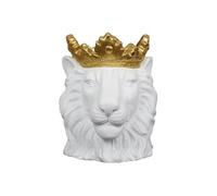 AltoBuy Cache-Pot Tête de Lion Blanche Couronne Dorée