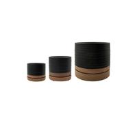 Cache-pots en grès noir et naturel, lot de 3, bicolore, à poser - House Doctor, Astu - 30x30x25 cm