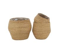 AUBRY GASPARD Cache-Pots en jonc Naturel et Doublure Plastique (Lot de 3)