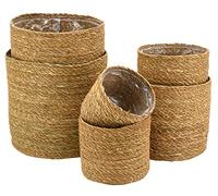 AUBRY GASPARD Cache-Pots Ronds en jonc Naturel (Lot de 6)