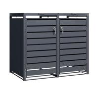 AXI Lucas Cache Poubelle Métallique Anthracite - Abri poubelle pour 2 conteneurs - Max. 240L - Abri Poubelle Extérieur avec Excellente Ventilation