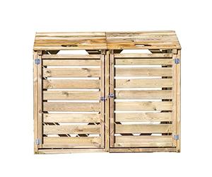 Cache Poubelle Double 150x90x120cm Bois - CP15090