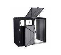 Cache poubelle double en acier gris anthracite