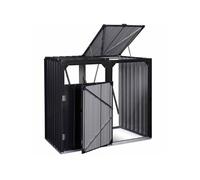 Cache poubelle double en acier gris anthracite