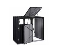 Cache poubelle double en acier gris anthracite