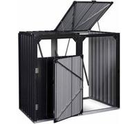 IDMarket Cache poubelle double en acier gris anthracite
