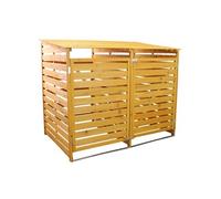 MonsterShop Cache Poubelle Double en Bois – Pour 2 Bacs – Portes verrouillables – 240 L Marron G