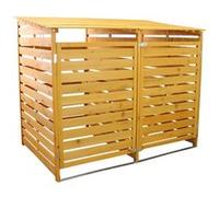 MonsterShop Cache Poubelle Double en Bois – Pour 2 Bacs – Portes verrouillables – 240 L Marron G