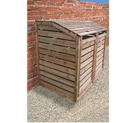Cache poubelle en bois autoclavé double - 150x90x120cm - Cache et abri pour 2 bacs poubelles