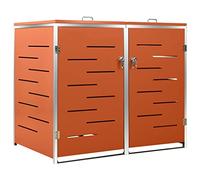 Cache Poubelle Extérieur Double, Abri Rangement de Poubelle 138x77,5x112,5 cm INOX