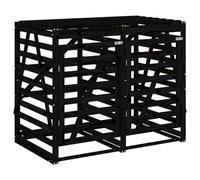 Cache Poubelle Extérieur Double, Abri Rangement de Poubelle Double Noir Bois Massif de pin