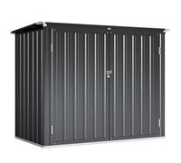 Cache poubelle extérieur - Outsunny - double porte verrouillable - couvercle relevable - acier galvanisé - 150x80x117cm - gris