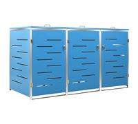 Cache Poubelle Extérieur Triple, Abri Rangement de Poubelle 207x77,5x112,5 cm INOX