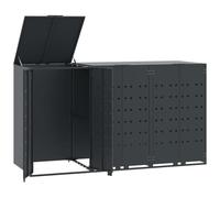 Cache Poubelle Extérieur Triple, Abri Rangement de Poubelle pour 3 bacs Anthracite