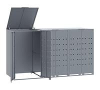 Cache Poubelle Extérieur Triple, Abri Rangement de Poubelle pour 3 bacs Gris Acier