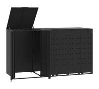 Cache Poubelle Extérieur Triple, Abri Rangement de Poubelle pour 3 bacs Noir Acier
