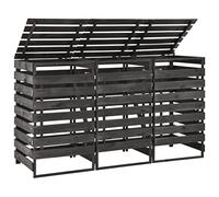 Cache Poubelle Extérieur Triple, Abri Rangement de Poubelle Triple 210x75x121 cm Bois de pin Massif Peint