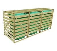 Cache Poubelle Extérieur Triple, Abri Rangement de Poubelle Triple 240 L Bois imprégné