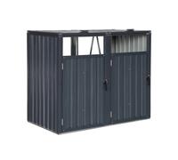 Cache poubelle gris en acier galvanisé. 2 places L 146 x P 82 x H 124 cm