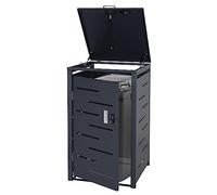 Cache Poubelle HWC-E83 Extensible 103x60x62cm Anthracite, Acier 24kg