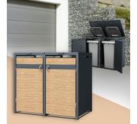 Cache-poubelle jardin abri pour 2 poubelles anthracite acier 240L 132x80x116,3cm
