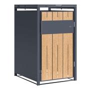 Cache poubelle métal luke anthracite-bois 1x240l