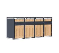 Cache poubelle métal luke anthracite-bois 4x240l