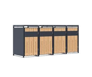 Cache poubelle métal luke anthracite-bois 4x240l