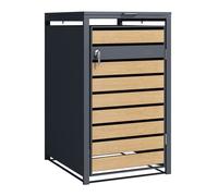 Cache poubelle métallique AXI Lucas - Anthracite/Aspect Bois - Pour 1 conteneur 240L